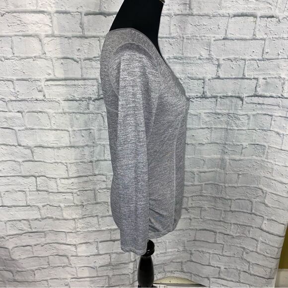 Athletic works Longsleeve scoopneck hi low stripe top w/scrunch sides sz Small - Picture 8 of 12